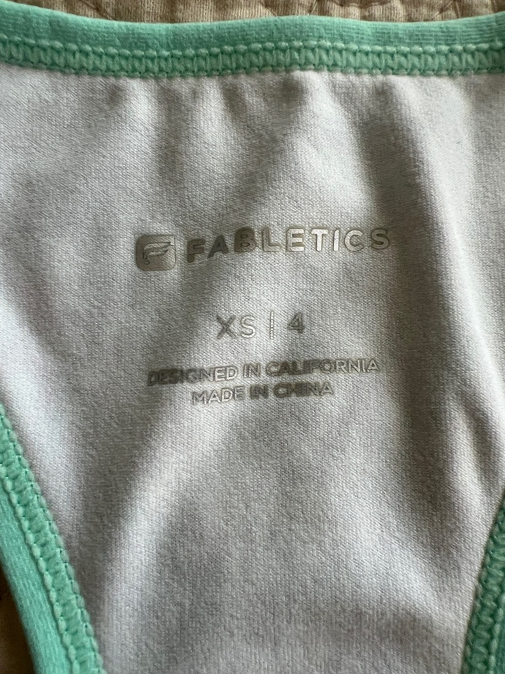 Fabletics Mint Racerback Tank with Patterned Insets - Picture 3 of 6